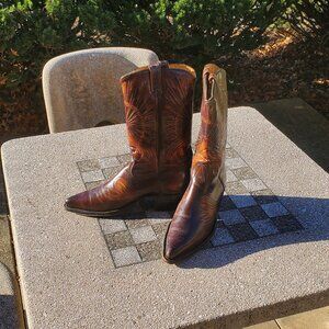 Brown Lizzard boots by Luchesee